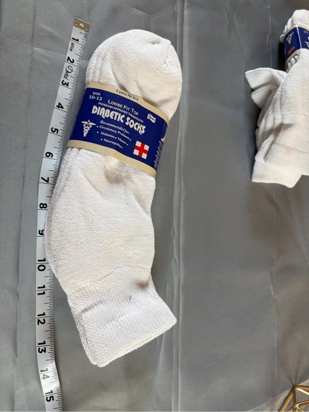 Diabetic Loose Fit Crew Socks - White